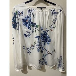White House Black Market Womens Multicolor Floral Long Sleeve Blouse Size Medium